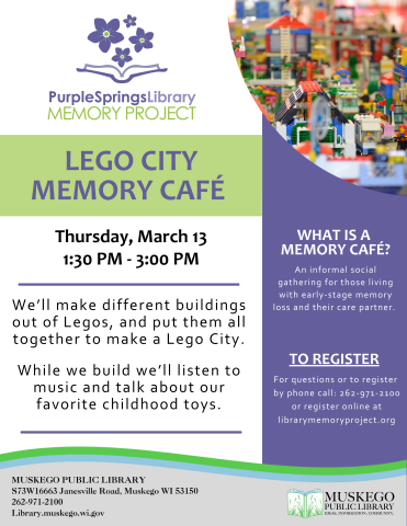 Lego City Memory Cafe March 13 at 1:30 PM