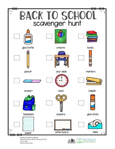 Back to School Scavenger Hunt