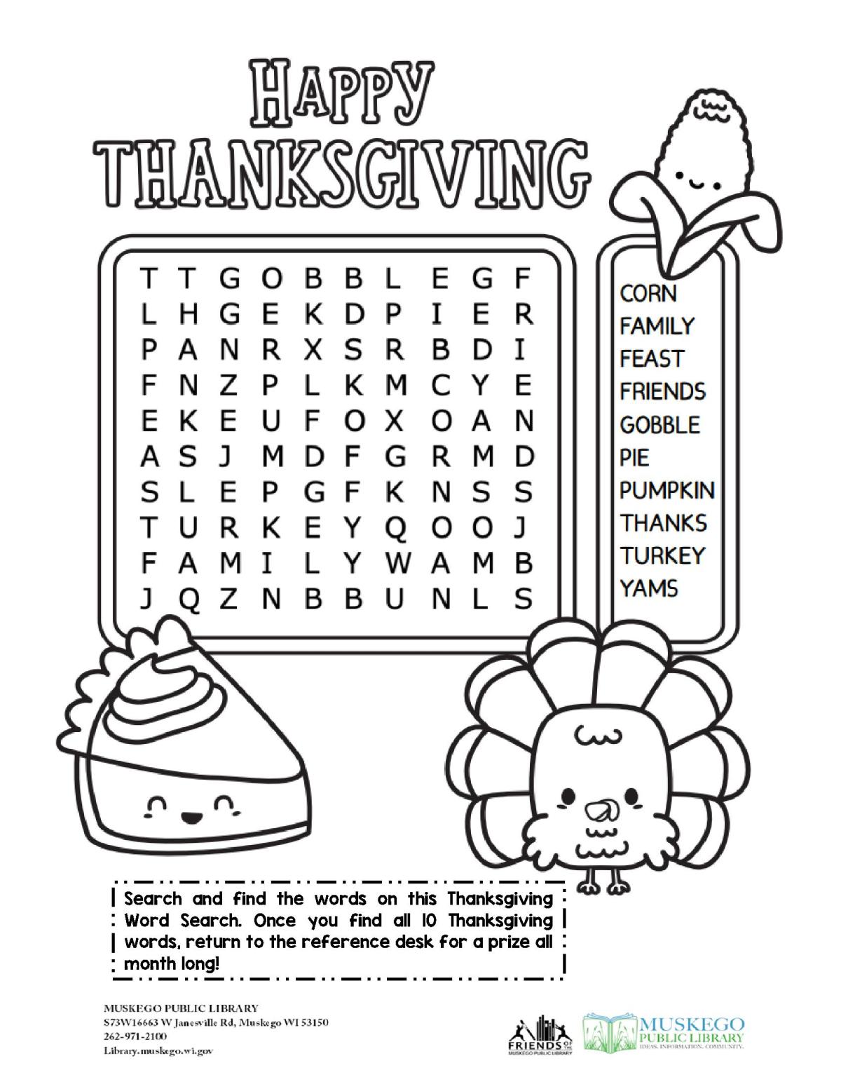 Thanksgiving Word Search